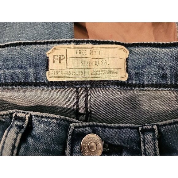Free People Jeans Women's Size 26 L Blue Skinny‎ Distressed Stretch - Picture 7 of 7